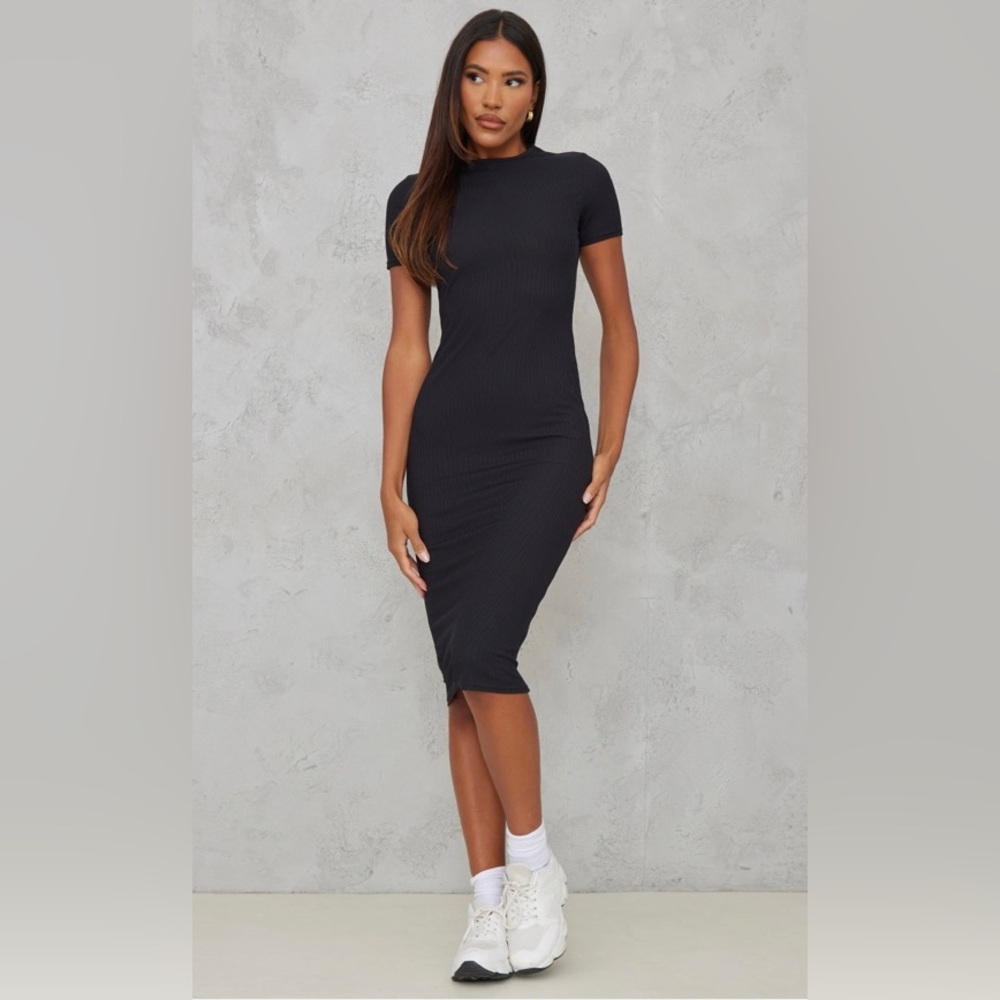PLT Black Ribbed Dress